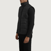 Kegen Black Leather Vest Jacket